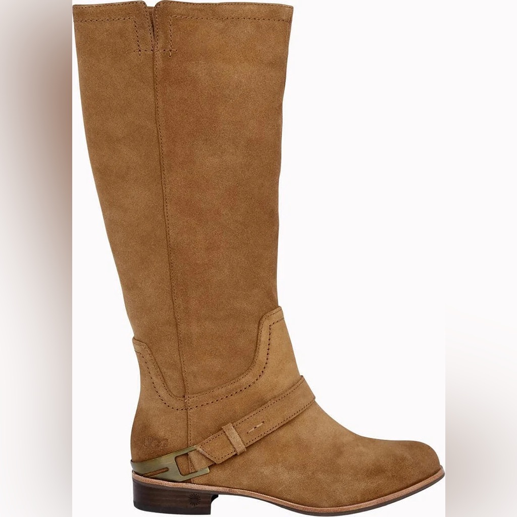 Ugg Tan Heeled Boots With Strap Detail